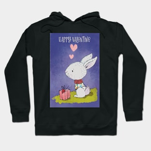 Happy Valentine with a cute rabbit thinking about his love Hoodie